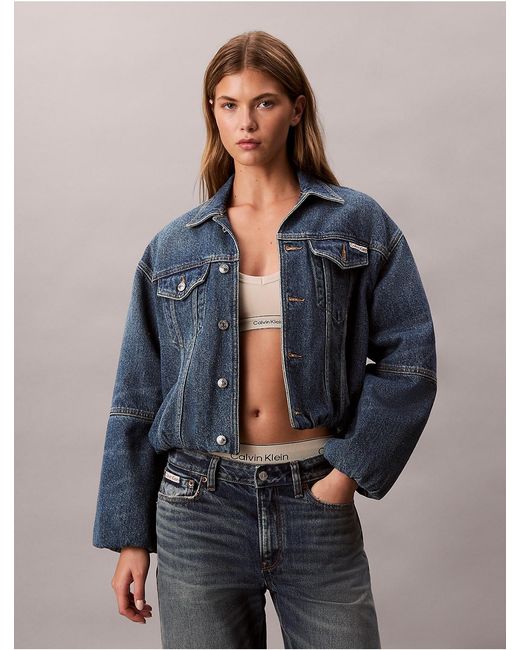 Calvin Klein Blue Jeans Relaxed Denim Bubble Jacket