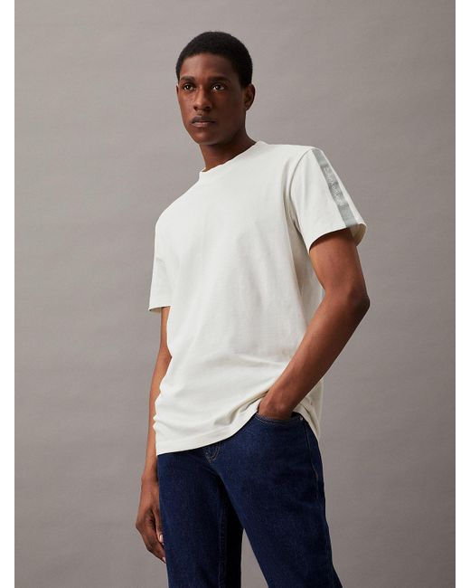 Calvin Klein Blue Logo Tape T-shirt for men