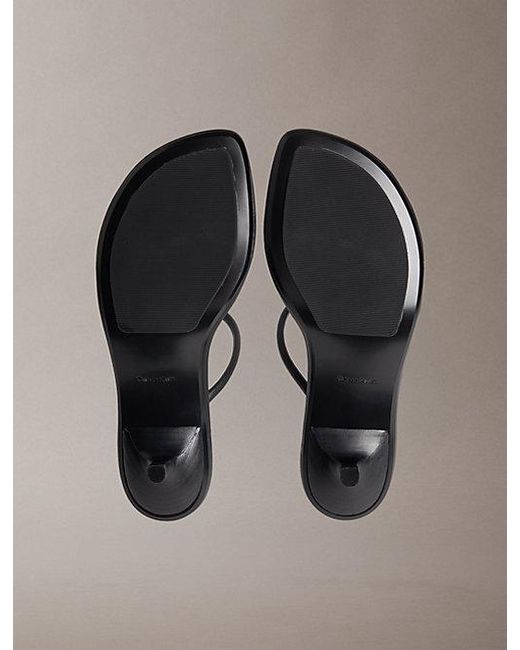 Calvin Klein Gray Lina Leather Kitten Heel Sandals