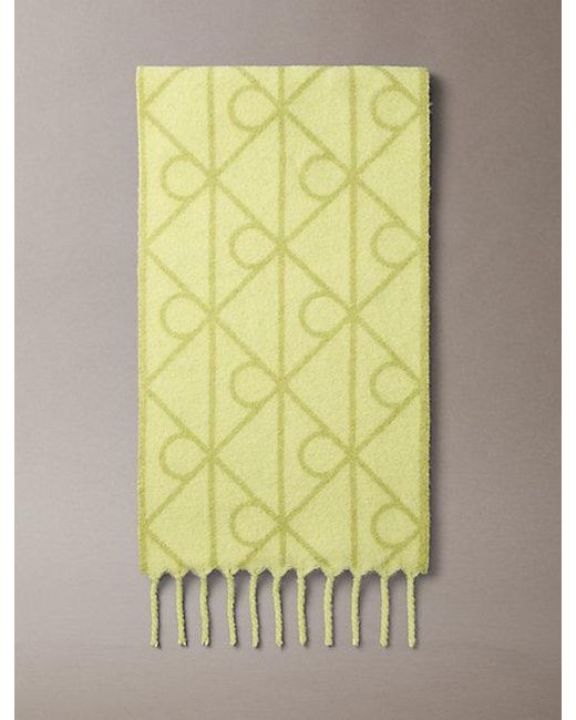 Calvin Klein Yellow Warm Wool Blend Logo Scarf for men
