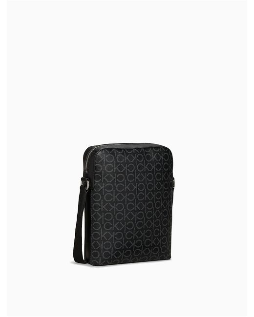 Calvin Klein Refined Monogram Logo Crossbody Bag in Black for Men - Lyst