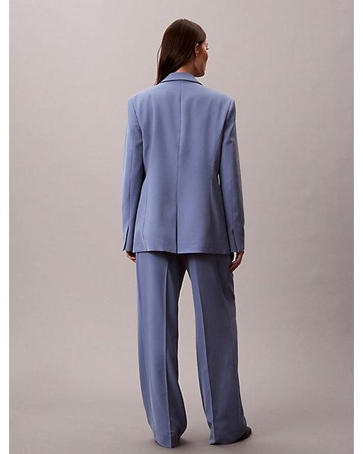 Calvin Klein Blue Soft Crepe Pleated Trousers