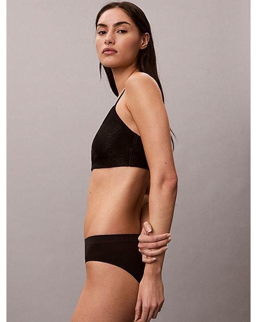 Calvin Klein Black Sport Monogram Logo Mesh Plunge Bra