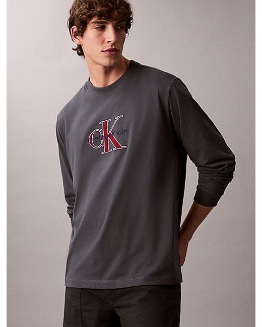 Calvin Klein Gray Jeans Monologo Relaxed T-Shirt for men