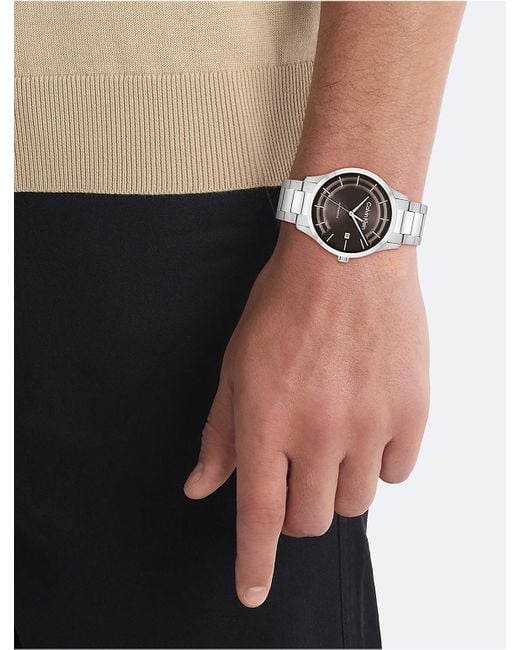 Calvin Klein White Automatic H-Link Bracelet Watch for men