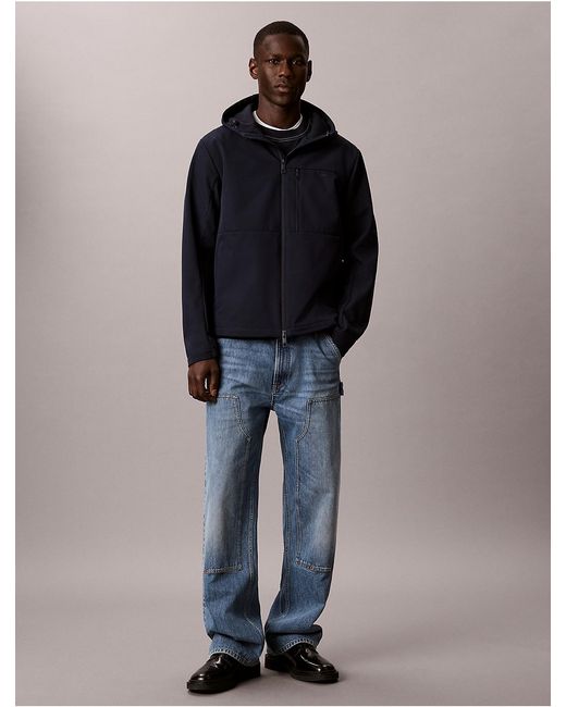 Calvin Klein Blue Softshell Lined Hooded Jacket for men