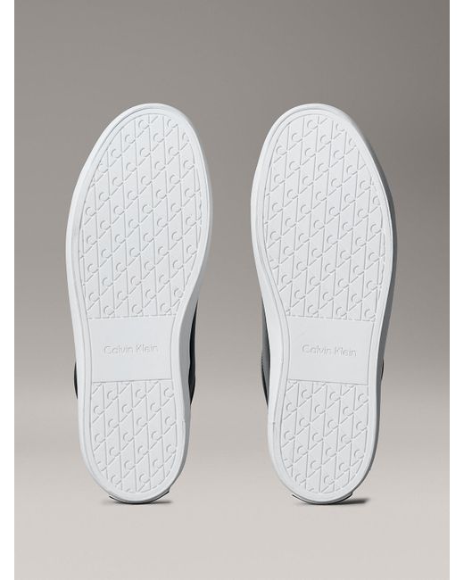 Calvin Klein Gray Smooth Leather Embossed Logo Trainers