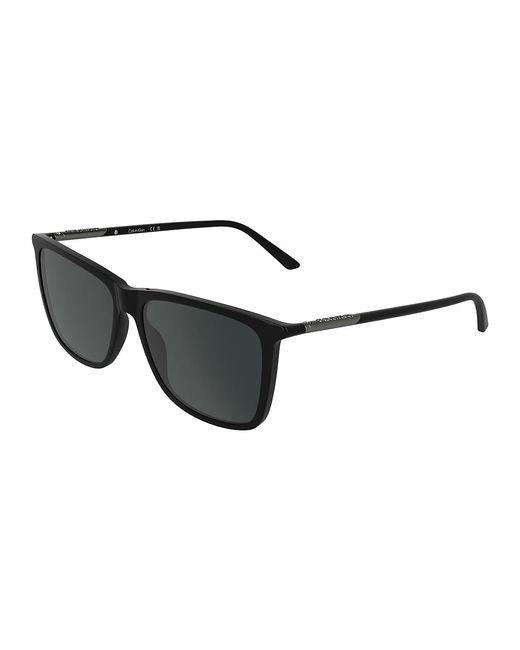 Calvin Klein Black Modern Acetate Modified Rectangle Sunglasses for men