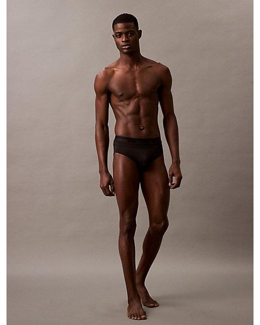 Calvin Klein Badeslip Mit Doppeltem Bund in Brown für Herren