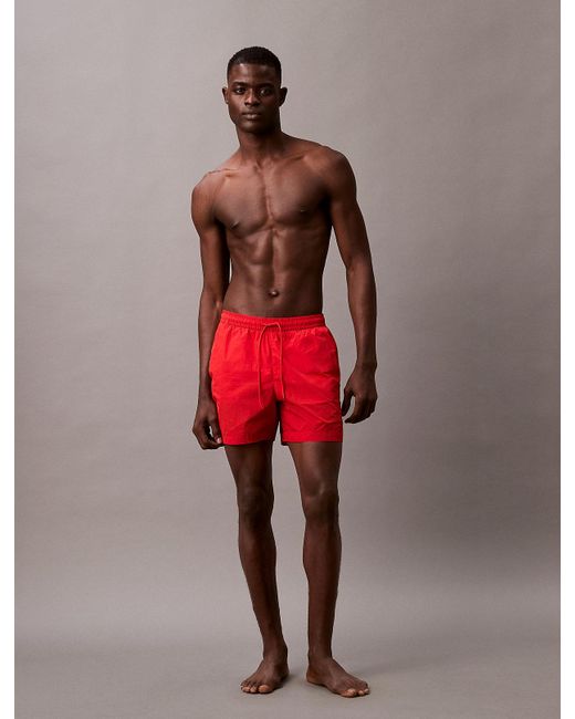 Calvin Klein Red Medium Drawstring Swim Shorts for men