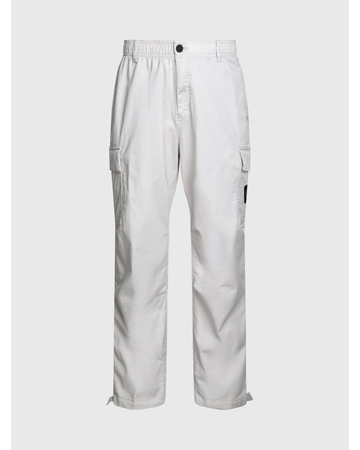Calvin Klein White Cotton Twill Cargo Pants for men