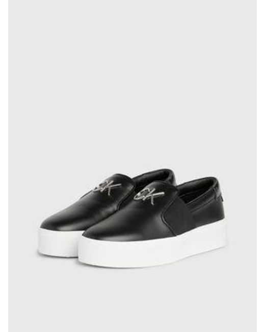 Zapatos slip-on de piel con plataforma Calvin Klein de color Black
