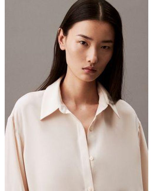 Camisa túnica clásica con botones Calvin Klein de color Brown