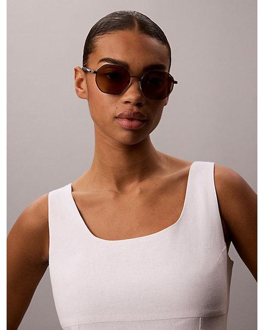 Calvin Klein Green Modified Rectangle Sunglasses Ck25110S