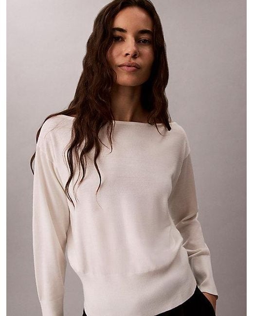 Calvin Klein Multicolor Merino Wool Blend Boat Neck Jumper