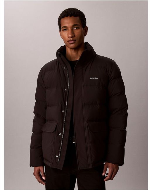 Calvin Klein Black Matte Hooded Down Puffer Jacket for men