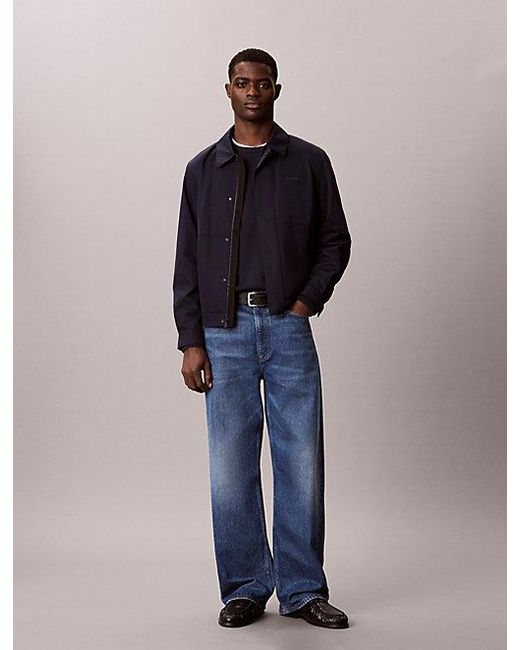 Calvin Klein Blue Matte Twill Zip Up Blouson Jacket for men