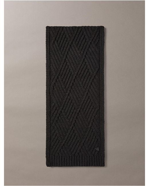 Calvin Klein Black Cable Knit Scarf