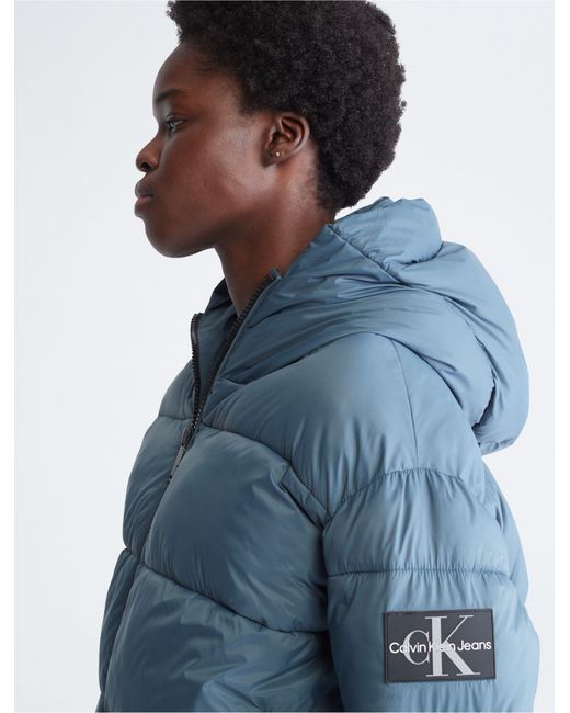 Calvin Klein Repreve® Short Boxy Puffer Jacket in Blue | Lyst