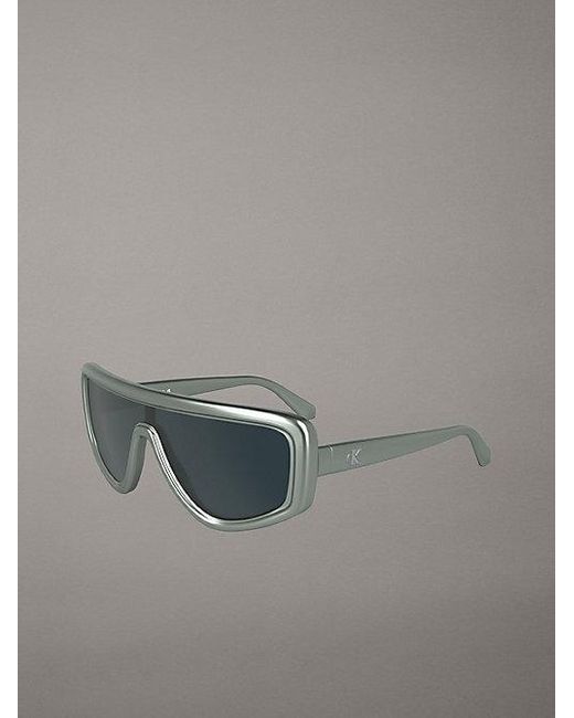 Calvin Klein Gray Jeans Shield Sunglasses