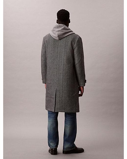 Calvin Klein Gray Tech Wool Blend Coat for men