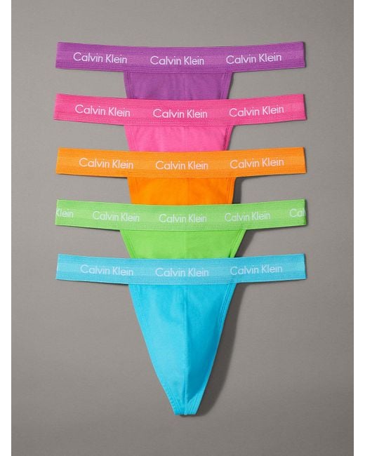 Calvin Klein Pink 5 Pack Thongs - Pride for men