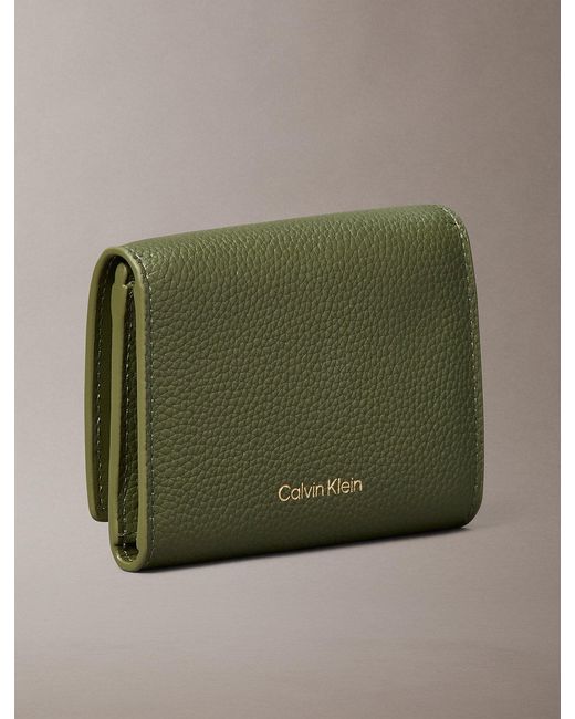 Calvin Klein Green Full-Grain Leather Rfid Trifold Wallet