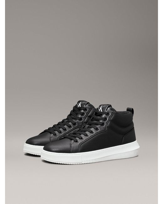 Calvin Klein Gray Leather High-Top Trainers for men