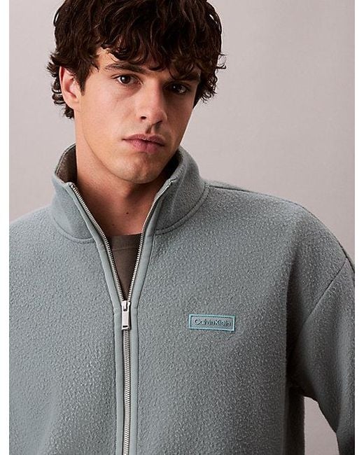 Calvin Klein Gray Quarter Zip Fleece Jumper for men