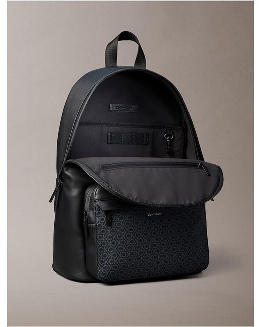 Calvin Klein Gray Allover Monogram Logo Backpack for men