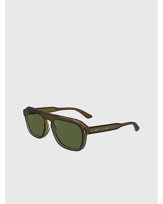 Calvin Klein Green Modified Rectangle Sunglasses for men