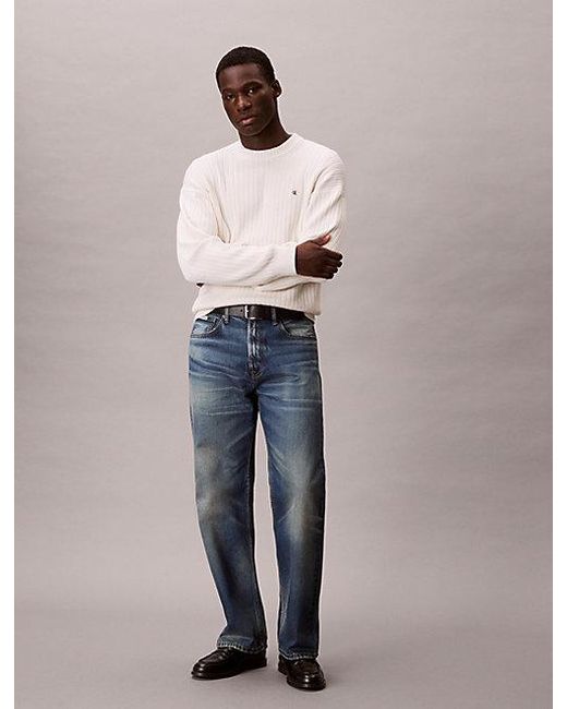 Calvin Klein Natural Jeans Ribbed Cotton Monogram Jumper for men