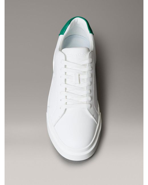 Calvin Klein White Leather Signature Logo Trainers for men