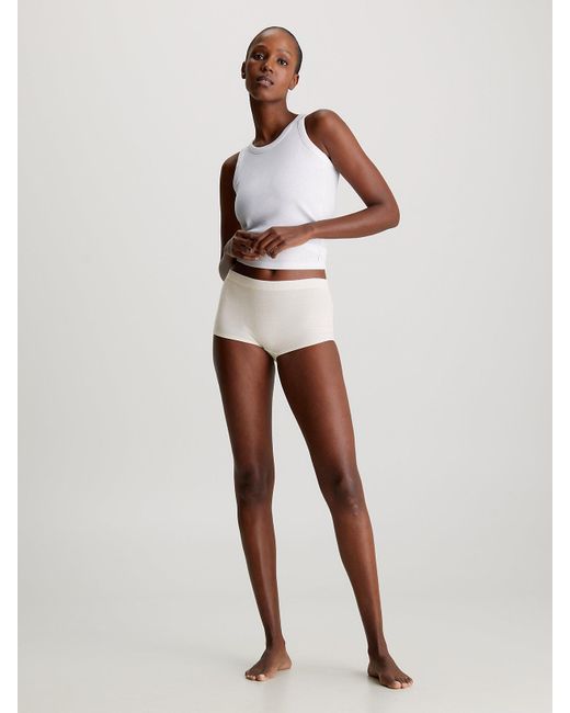 Calvin Klein White Boy Shorts - Ideal Modal Rib