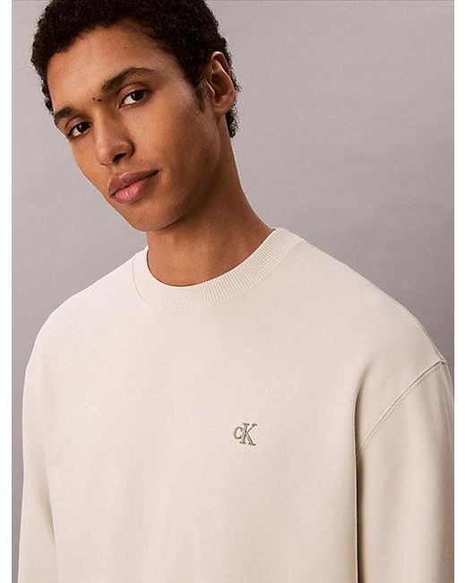 Calvin Klein Gray Jeans Relaxed Monogram Sweatshirt for men