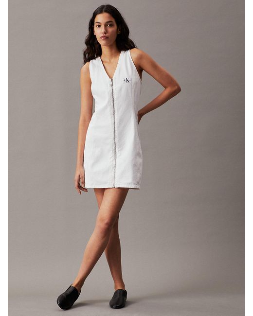 Calvin Klein Gray Denim Zip-through Mini Dress