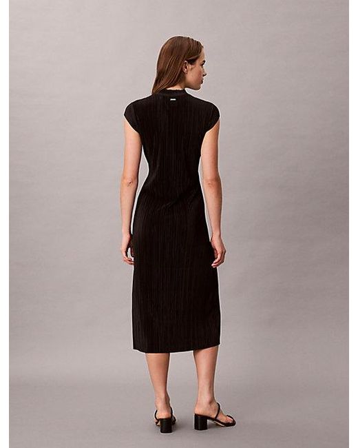 Calvin Klein Black Plisse Midi Dress