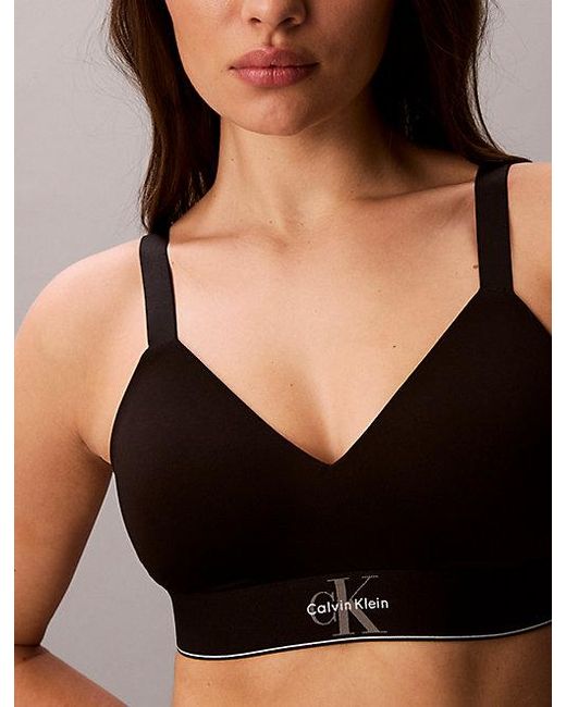 Calvin Klein Black Lightly Lined Bralette Graphic Monogram Microfibre Stretch