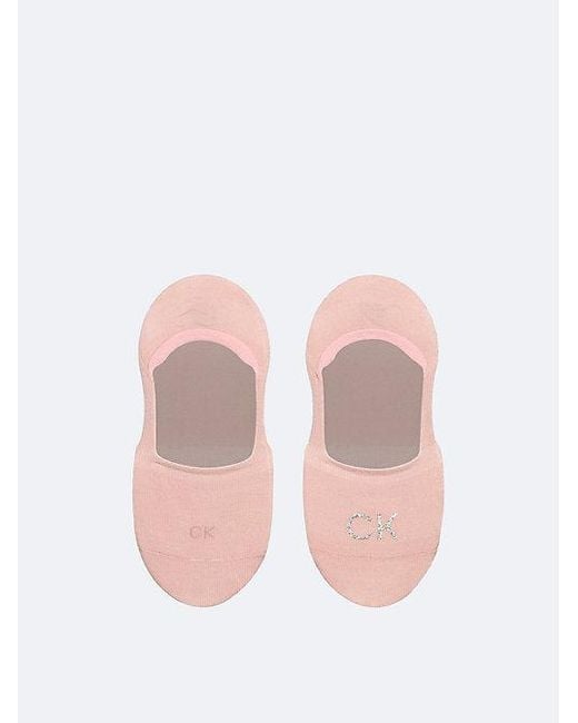 Calvin Klein Pink 2Er-Pack No-Show-Socken Aus Weicher, Glänzender Baumwolle