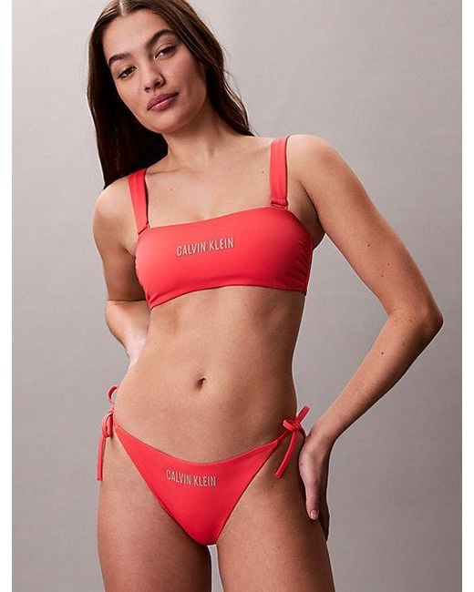 Calvin Klein Red Tie Side Bikini Bottoms Intense Power