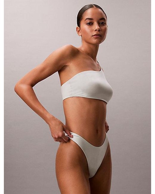 Calvin Klein Gray One Shoulder Bikini Top Ck Shine