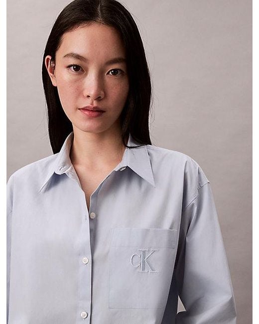 Calvin Klein Gray Jeans Poplin Relaxed Button Up Shirt