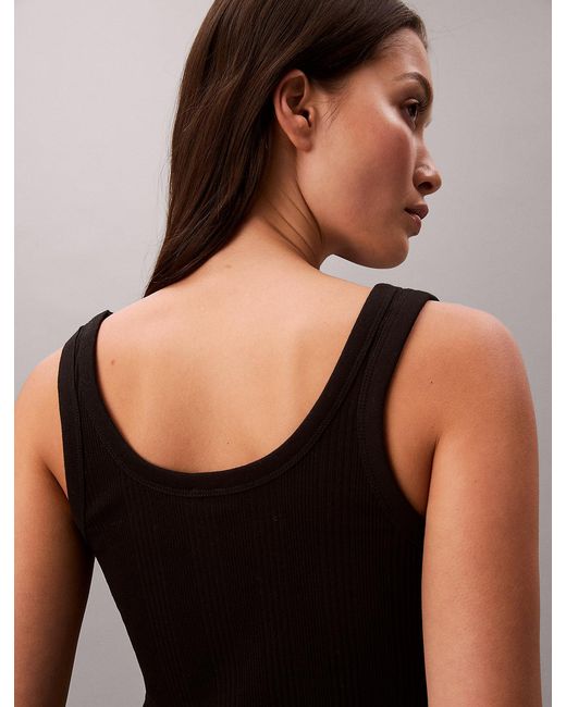 Calvin Klein Black Slim Ribbed Cotton Tank Top
