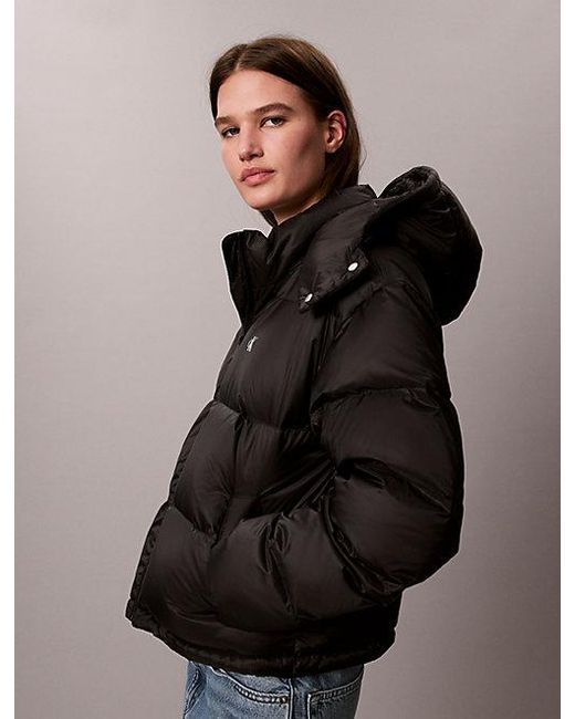 Calvin Klein Black Jeans Short Down Puffer Jacket