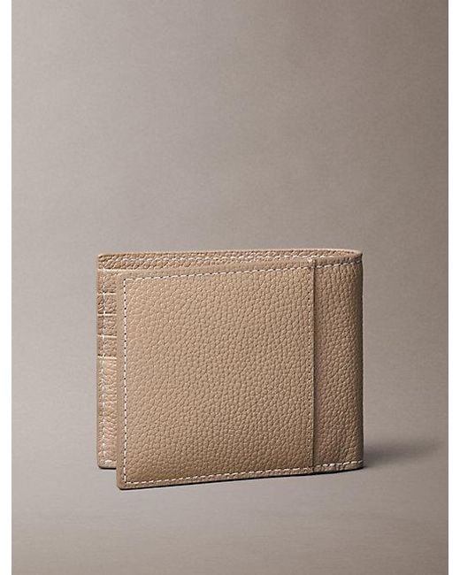 Calvin Klein Brown Monologo Bifold Wallet With Coin Pouch for men