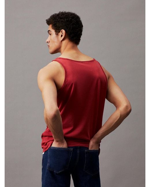 Débardeur avec logo Calvin Klein pour homme en coloris Red