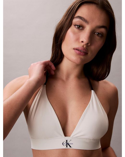 Calvin Klein Brown Halter Triangle Bikini Top