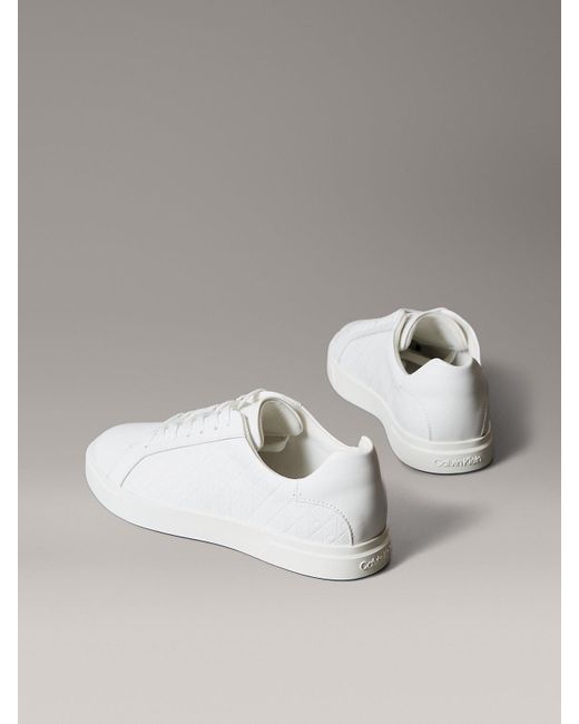 Baskets En Cuir À Motif Logo Emblème Calvin Klein en coloris Metallic