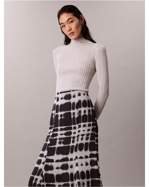 Calvin Klein Multicolor Printed Flared Midi Skirt