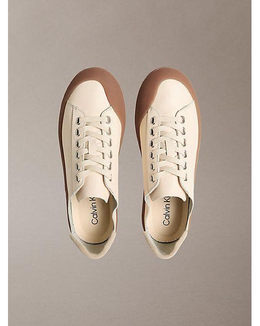 Calvin Klein Brown Smooth Leather Hybrid Trainers